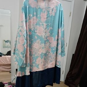 LuLaRoe Floral Kimono in Teal and Pink